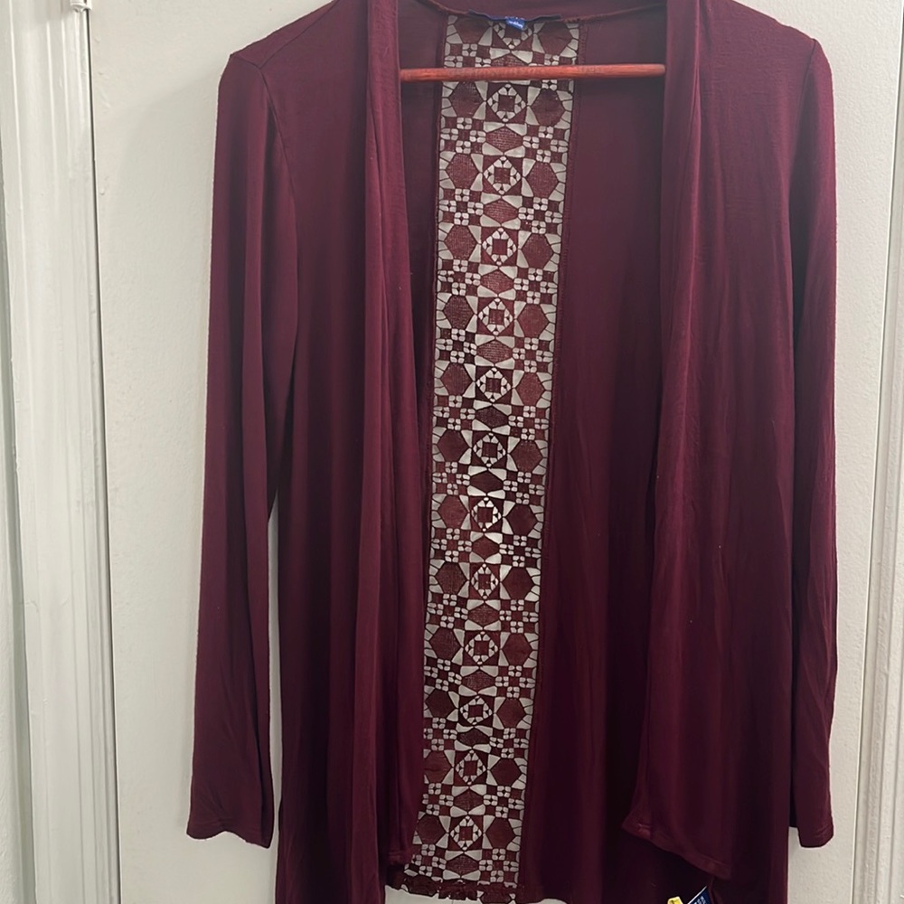 Apt 9 Maroon Cardigan Shawl open sweater